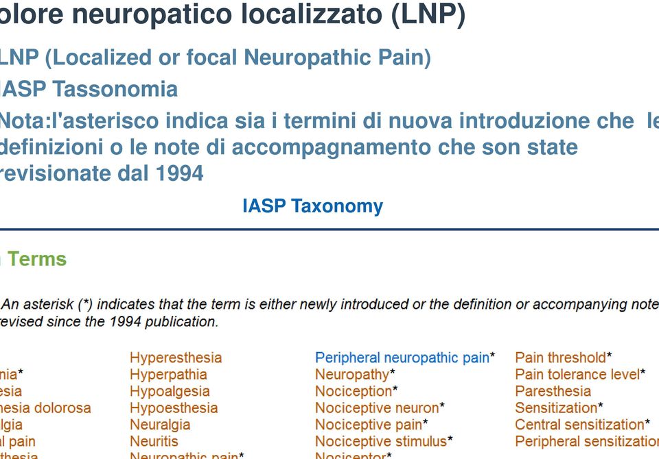 i termini di nuova introduzione che le efinizioni o le note