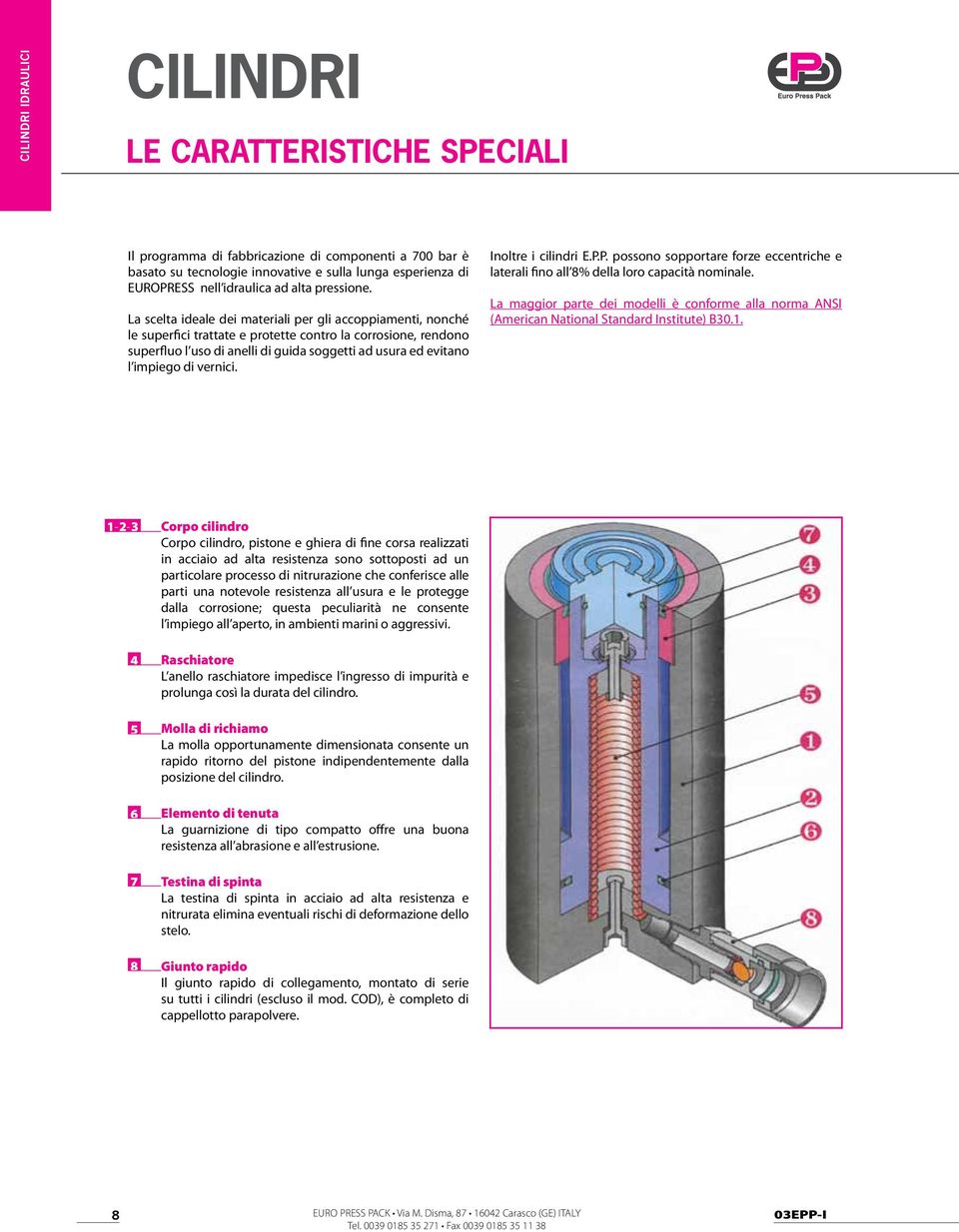 La scelta ideale dei materiali per gli accoppiamenti, nonché le superfici trattate e protette contro la corrosione, rendono superfluo l uso di anelli di guida soggetti ad usura ed evitano l impiego