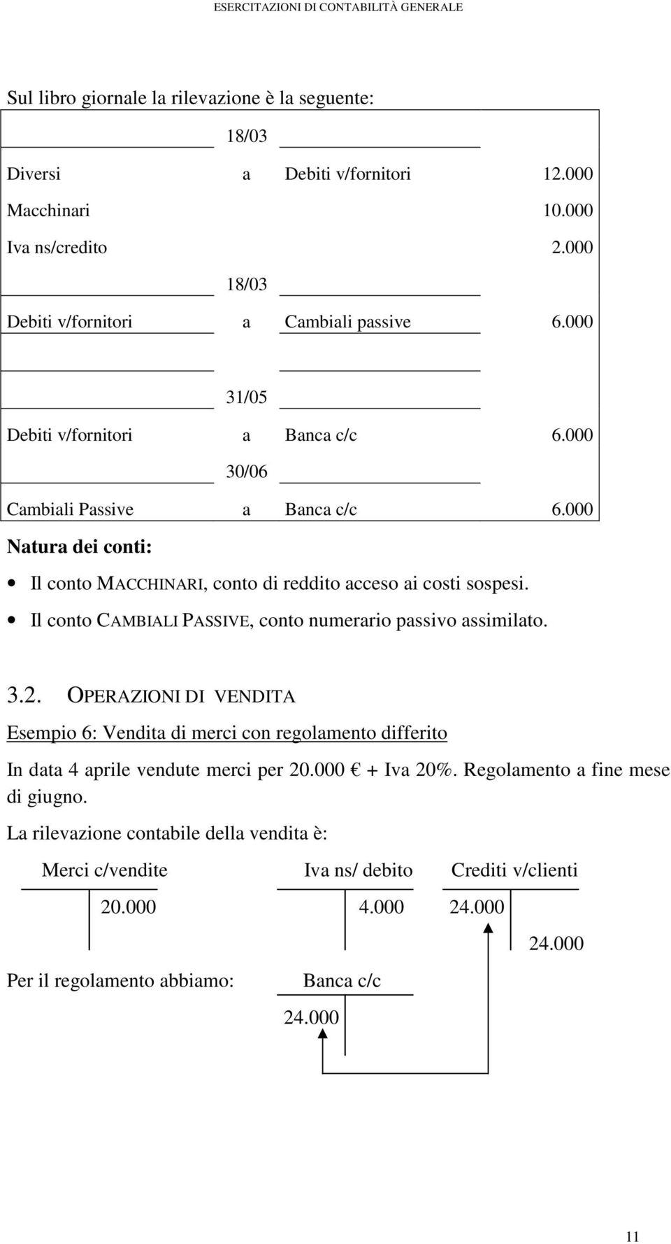 Il conto CAMBIALI PASSIVE, conto numerario passivo assimilato. 3.2.