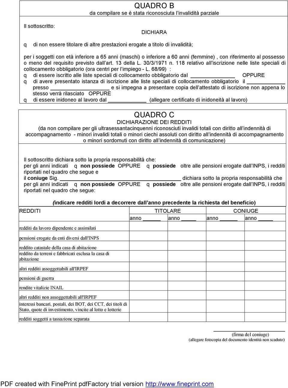 118 relativo all iscrizione nelle liste speciali di collocamento obbligatorio (ora centri per l impiego - L.