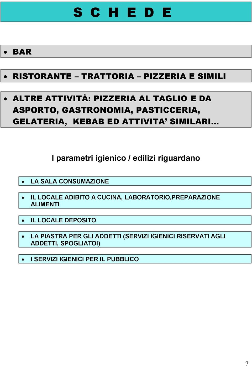 LA SALA CONSUMAZIONE IL LOCALE ADIBITO A CUCINA, LABORATORIO,PREPARAZIONE ALIMENTI IL LOCALE DEPOSITO LA