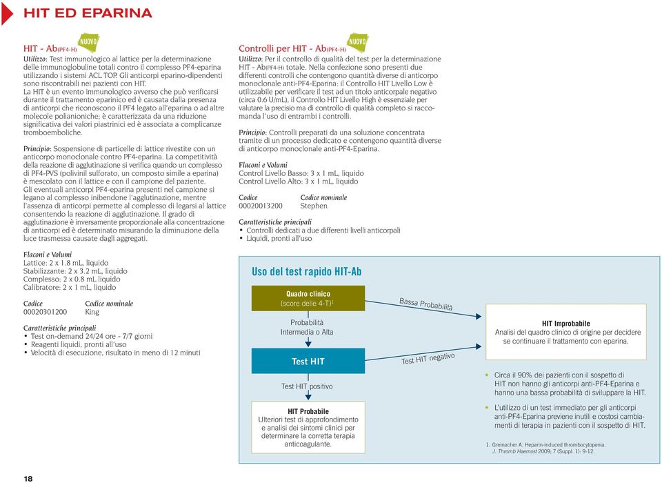 La HIT è un evento immunologico avverso che può verificarsi durante il trattamento eparinico ed è causata dalla presenza di anticorpi che riconoscono il PF4 legato all eparina o ad altre molecole