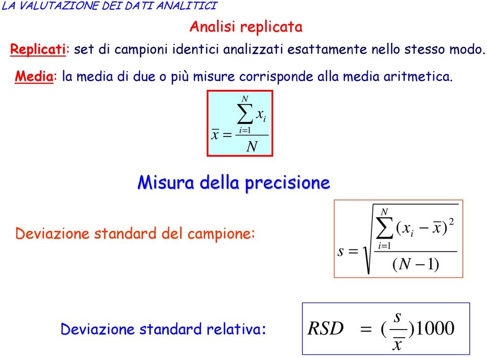 Media: la media di due o più misure corrisponde alla media aritmetica.