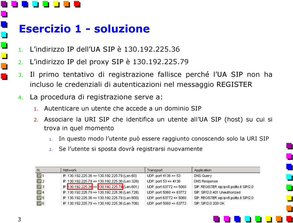 La procedura di registrazione serve a: 1. Autenticare un utente che accede a un dominio SIP 2.
