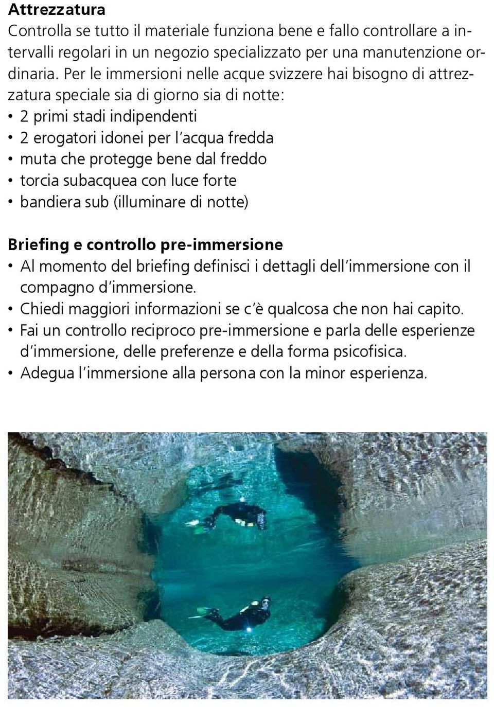 freddo torcia subacquea con luce forte bandiera sub (illuminare di notte) Briefing e controllo pre-immersione Al momento del briefing definisci i dettagli dell immersione con il compagno d immersione.