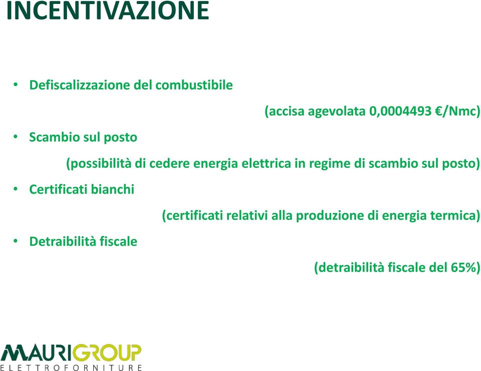 in regime di scambio sul posto) Certificati bianchi (certificati relativi