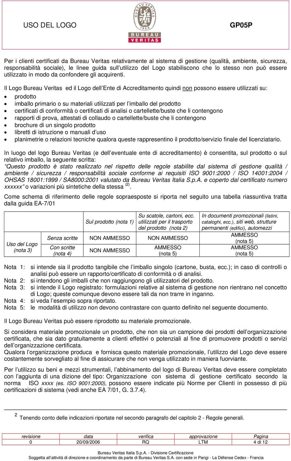 Il Logo Bureau Veritas ed il Logo dell Ente di Accreditamento quindi non possono essere utilizzati su: prodotto imballo primario o su materiali utilizzati per l imballo del prodotto certificati di