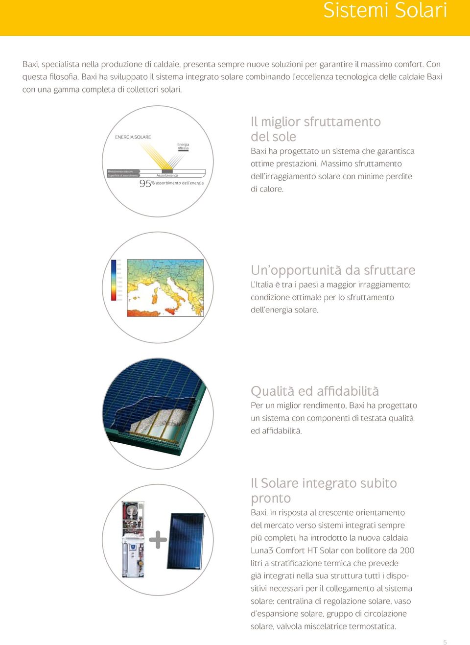 Il miglior sfruttamento del sole Baxi ha progettato un sistema che garantisca ottime prestazioni. Massimo sfruttamento dell irraggiamento solare con minime perdite di calore.