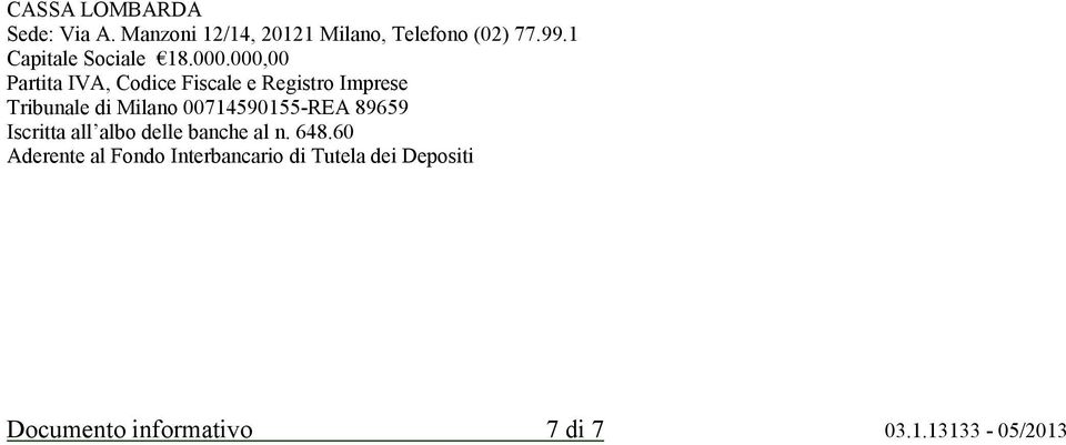 000,00 Partita IVA, Codice Fiscale e Registro Imprese Tribunale di Milano
