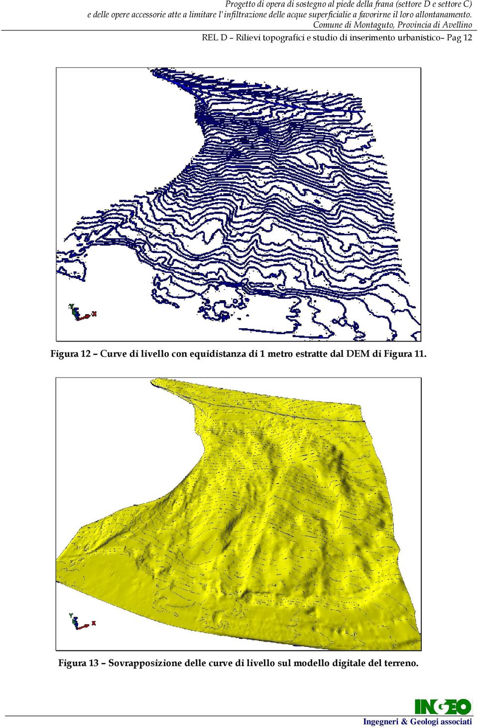 12 Curve di livello con equidistanza di 1 metro estratte dal DEM di Figura 11.