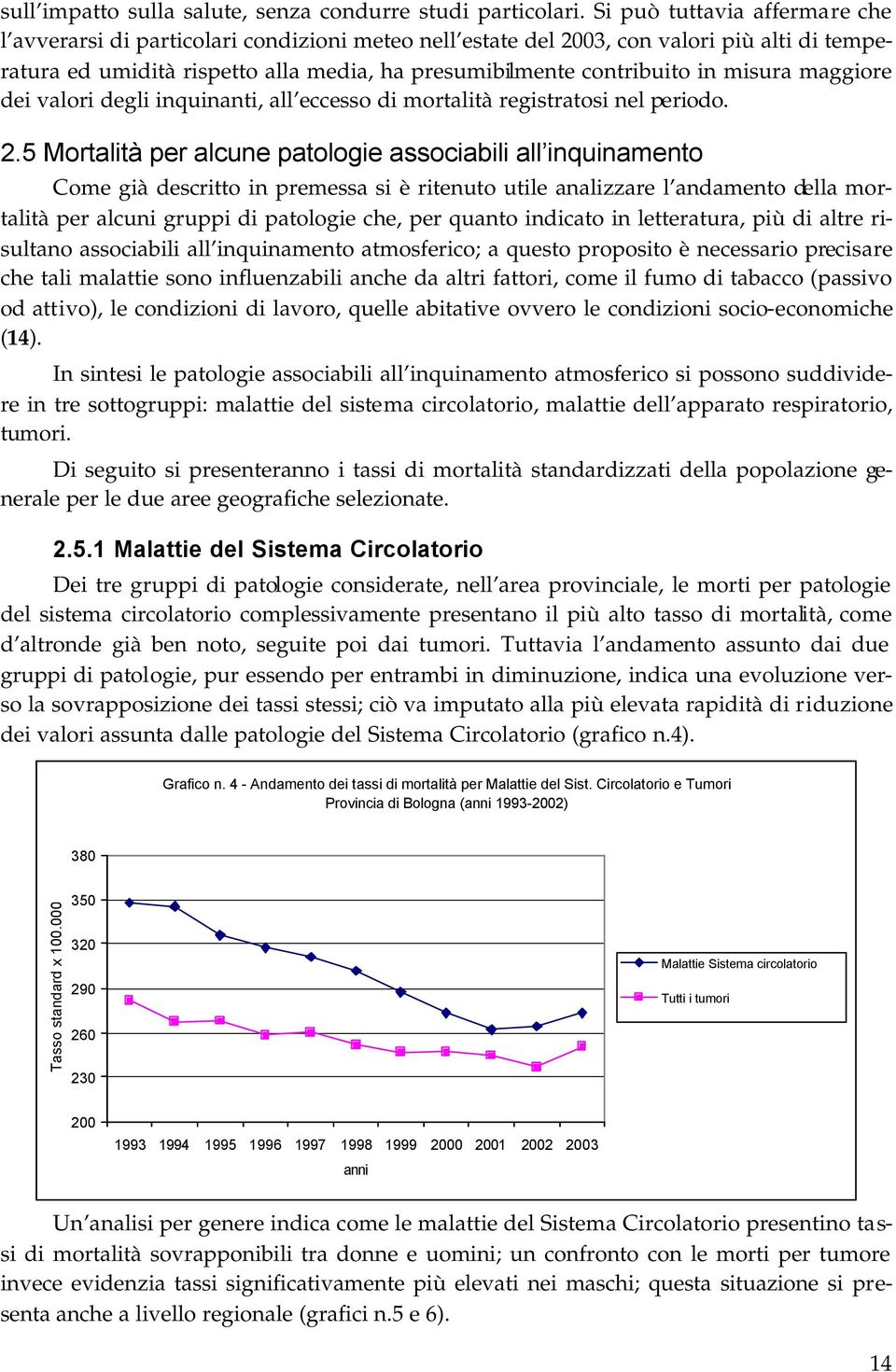 misura maggiore dei valori degli inquinanti, all eccesso di mortalità registratosi nel periodo. 2.