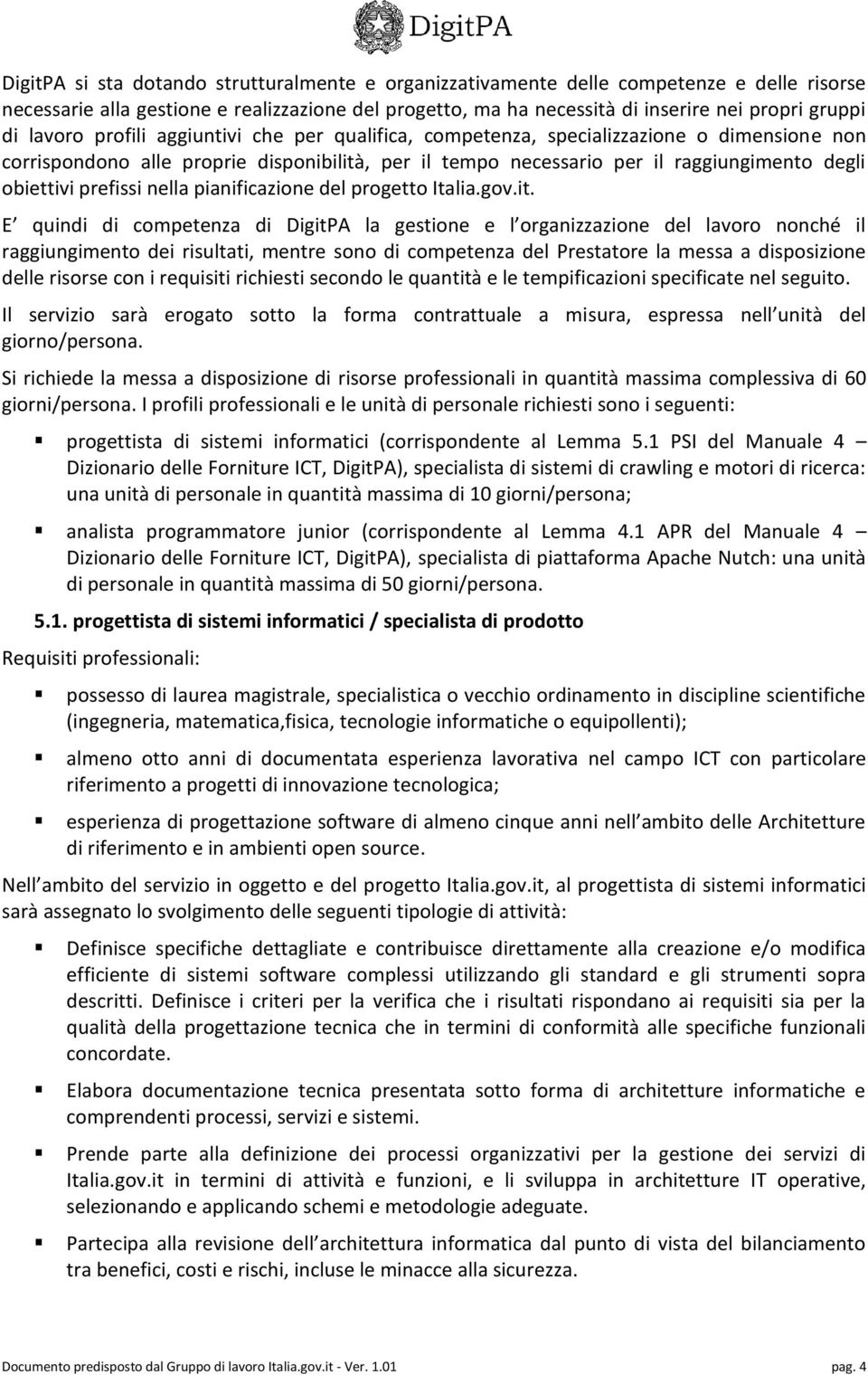 prefissi nella pianificazione del progetto Italia.gov.it.
