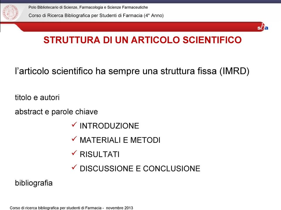 titolo e autori abstract e parole chiave INTRODUZIONE