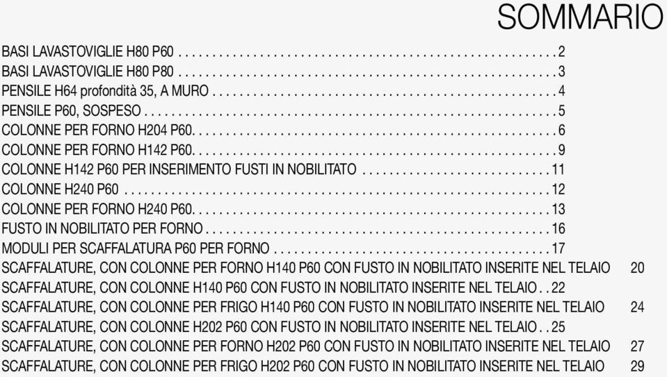 .................................................... 9 COLONNE H142 P60 PER INSERIMENTO FUSTI IN............................ 11 COLONNE H240 P60............................................................... 12 COLONNE PER FORNO H240 P60.