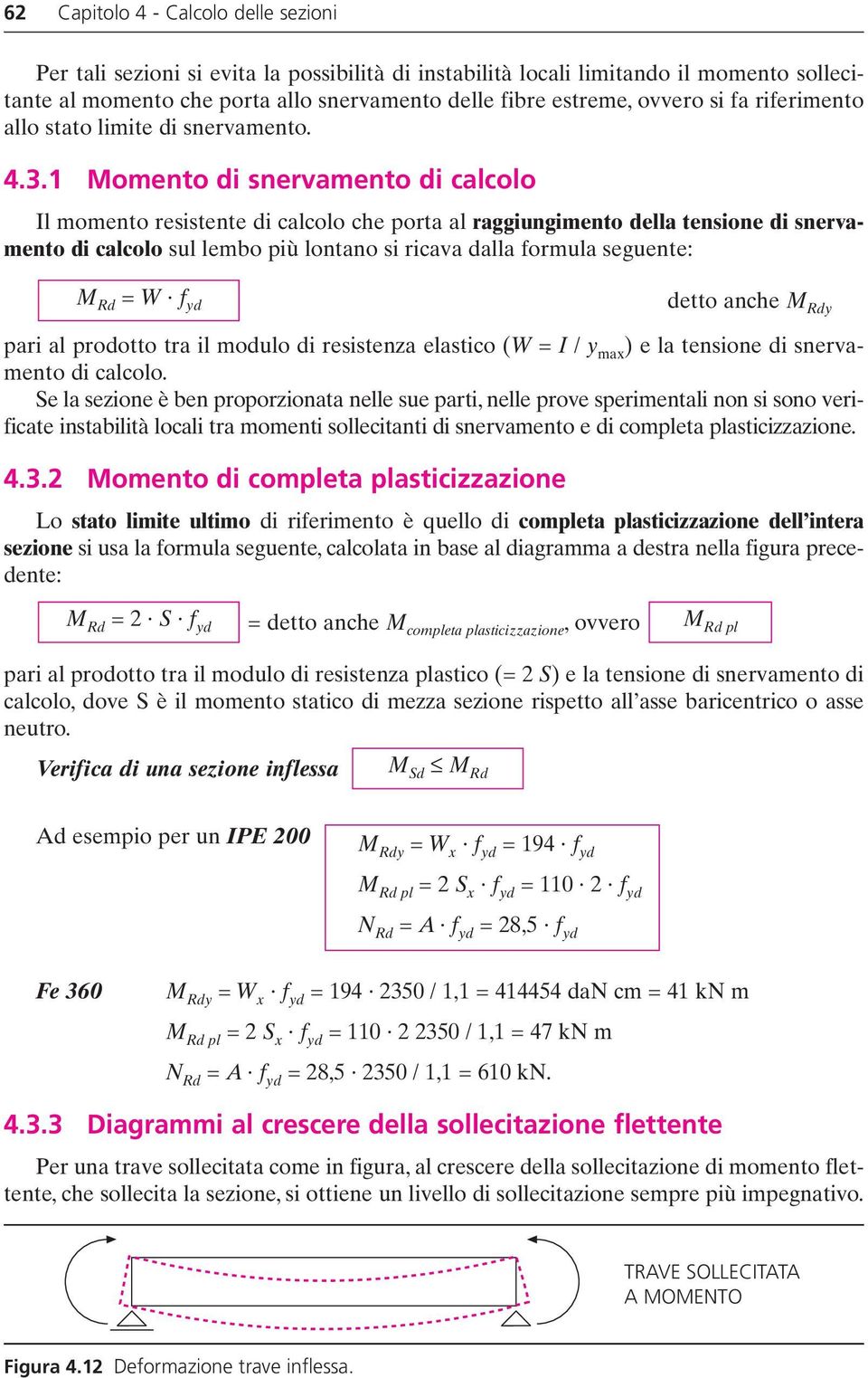 1 Momento di snervamento di calcolo Il momento resistente di calcolo che porta al raggiungimento della tensione di snervamento di calcolo sul lembo più lontano si ricava dalla formula seguente: M Rd