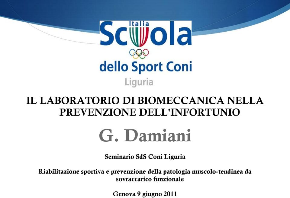 Damiani Seminario SdS Coni Liguria Riabilitazione