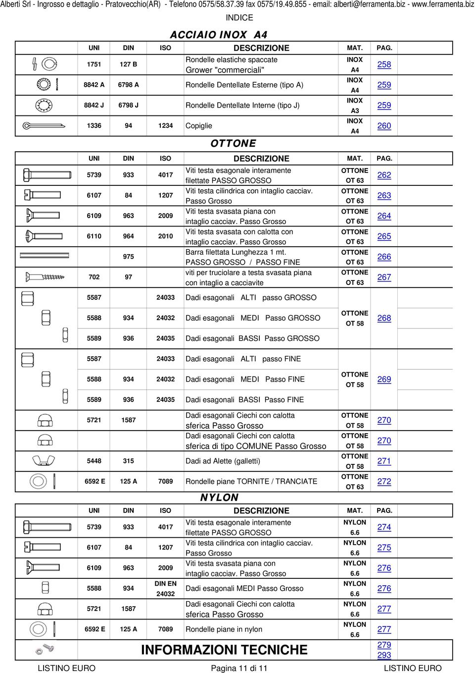 1336 94 1234 Copiglie 260 A4 OTTONE UNI DIN ISO DESCRIZIONE MAT. PAG.