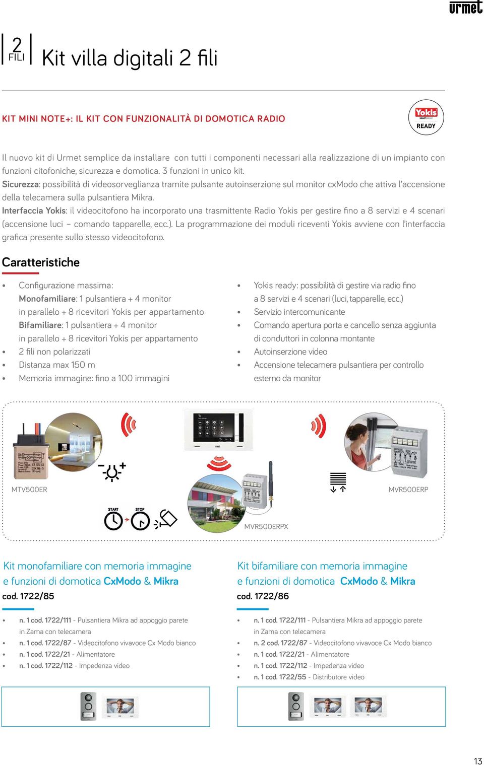 Sicurezza: possibilità di videosorveglianza tramite pulsante autoinserzione sul monitor cxmodo che attiva l accensione della telecamera sulla pulsantiera Mikra.