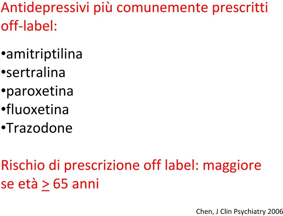 fluoxetina Trazodone Rischio di prescrizione off