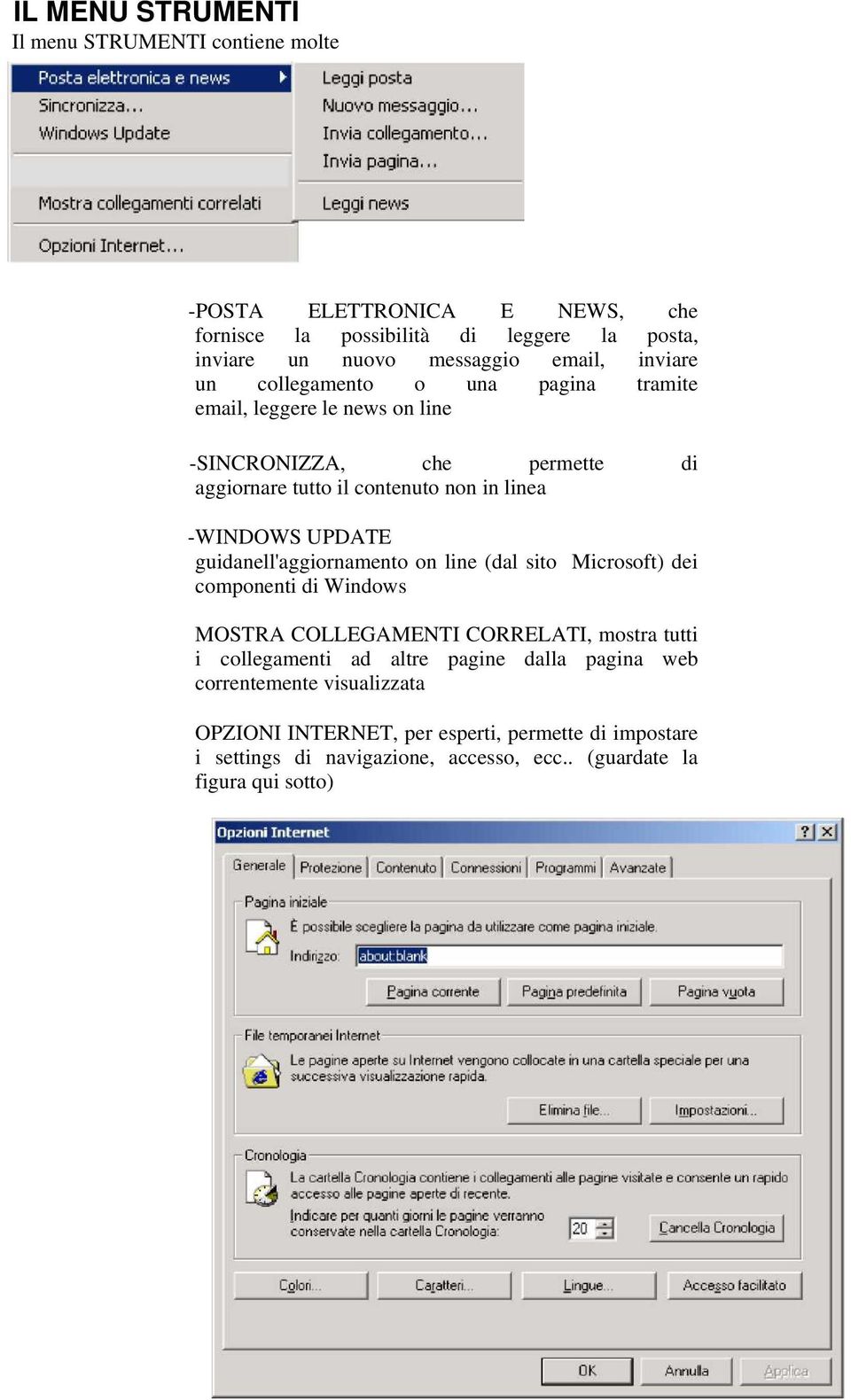 UPDATE guidanell'aggiornamento on line (dal sito Microsoft) dei componenti di Windows MOSTRA COLLEGAMENTI CORRELATI, mostra tutti i collegamenti ad altre pagine