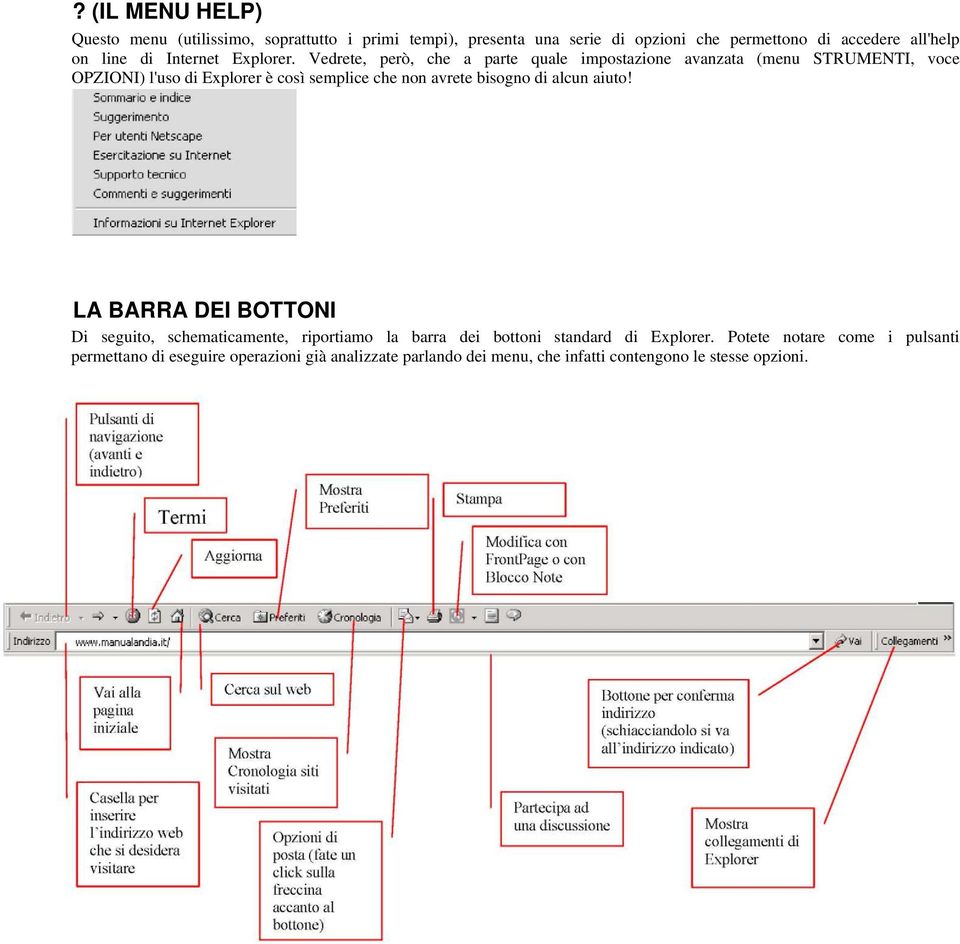 Vedrete, però, che a parte quale impostazione avanzata (menu STRUMENTI, voce OPZIONI) l'uso di Explorer è così semplice che non avrete