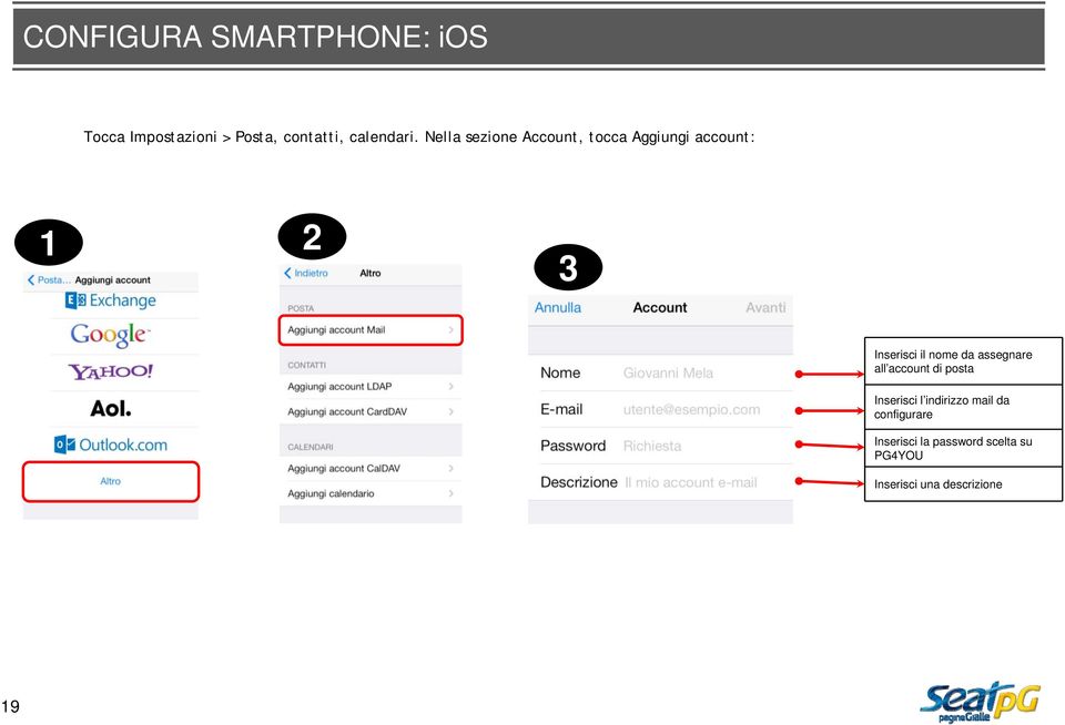 Nella sezione Account, tocca Aggiungi account: 1 2 3 Inserisci il nome