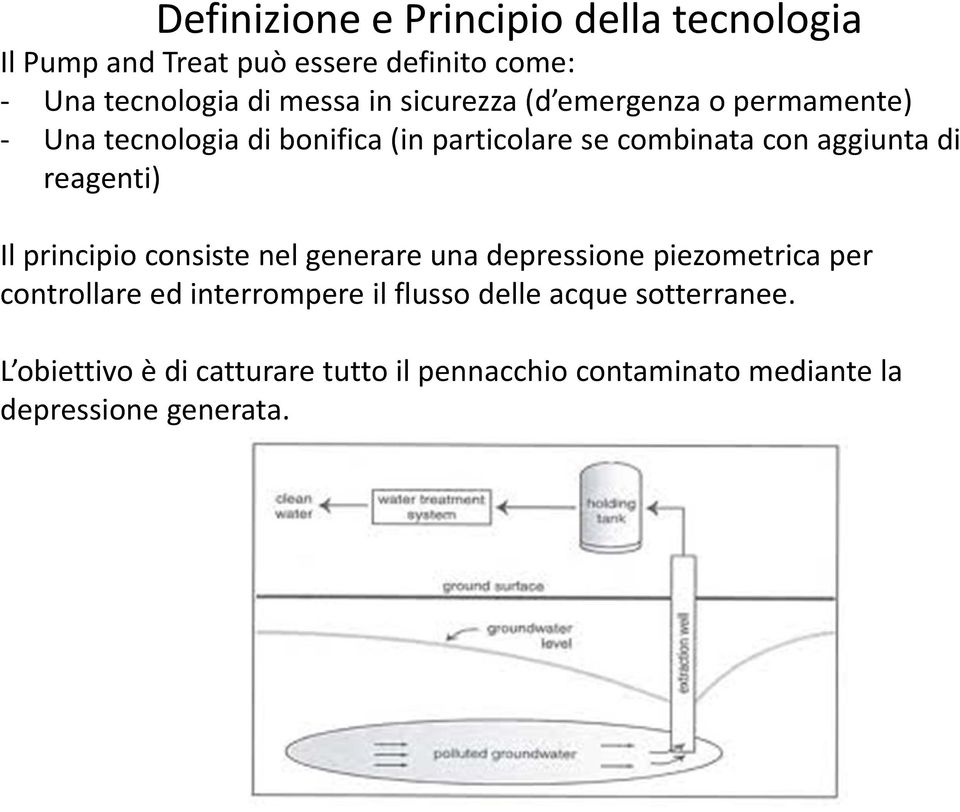 reagenti) Il principio consiste nel generare una depressione piezometrica per controllare ed interrompere il