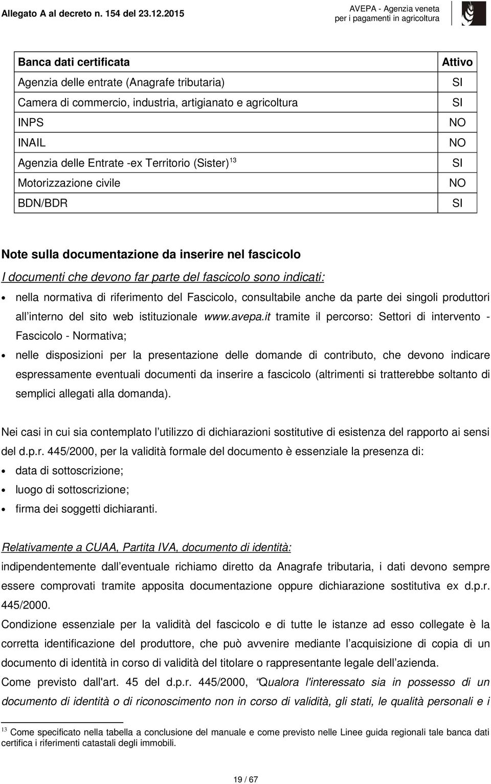 Fascicolo, consultabile anche da parte dei singoli produttori all interno del sito web istituzionale www.avepa.