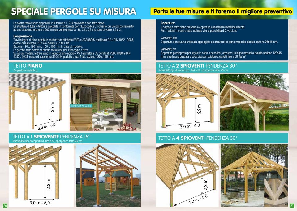 Composizione : Travi in legno di pino lamellare nordico etichetta PEFC e ACERBOIS certificato CE e DIN 1052 : 28, classe di resistenza S10/C24 piallati su tutti 4 lati Sezione 120 x 120 mm o 160 x