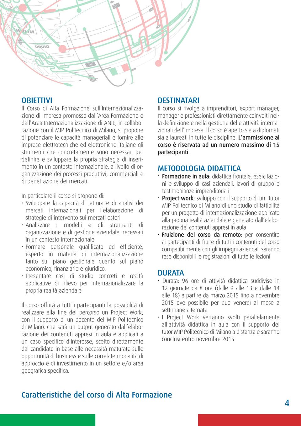 propria strategia di inserimento in un contesto internazionale, a livello di organizzazione dei processi produttivi, commerciali e di penetrazione dei mercati.