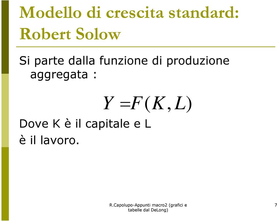 funzione di produzione aggregata :