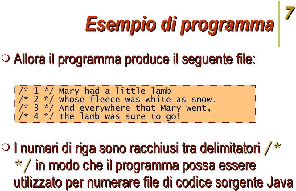 /* 3 */ And everywhere that Mary went, /* 4 */ The lamb was sure to go!