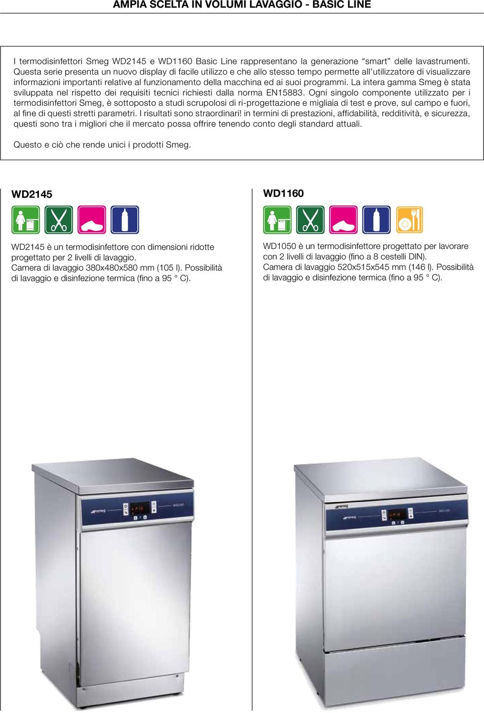 Smeg WD2145 e WD1160 Basic Line rappresentano la generazione smart delle lavastrumenti.