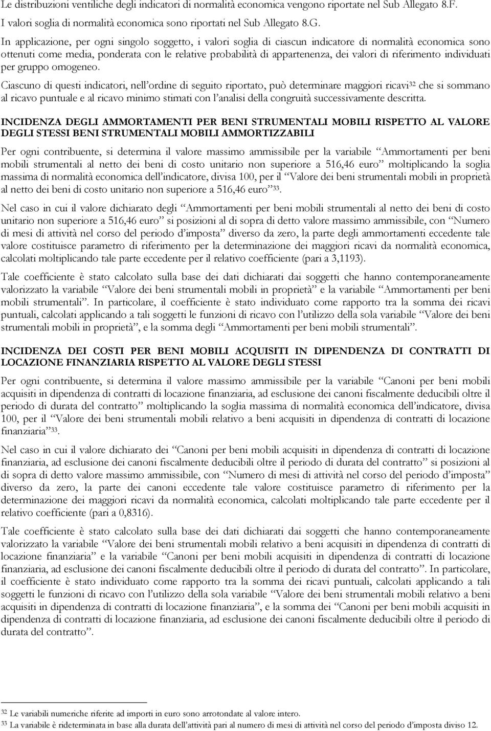 riferimento individuati per gruppo omogeneo.