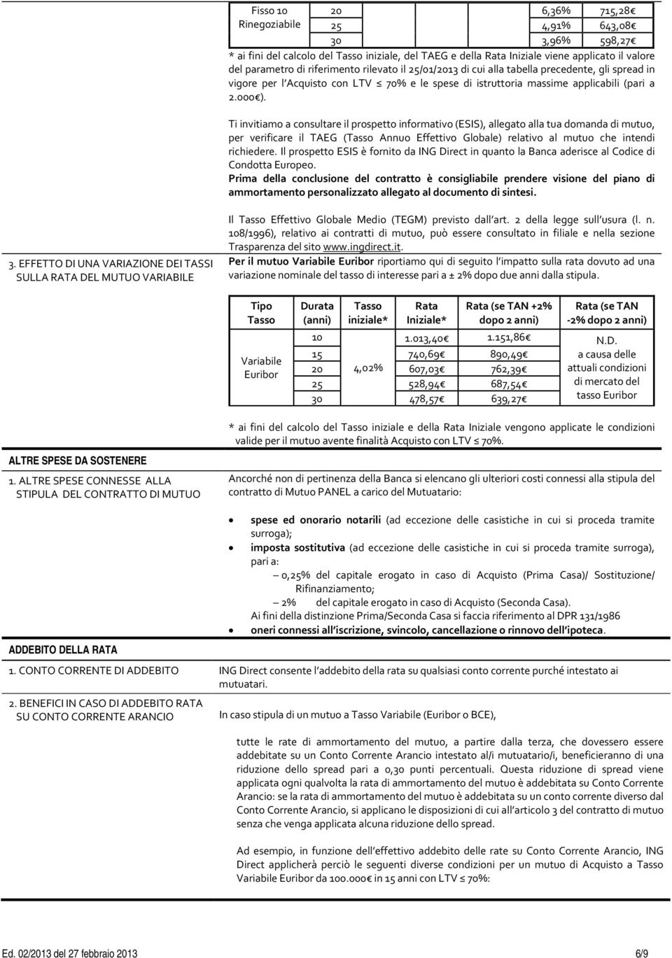 Ti invitiamo a consultare il prospetto informativo (ESIS), allegato alla tua domanda di mutuo, per verificare il TAEG (Tasso Annuo Effettivo Globale) relativo al mutuo che intendi richiedere.