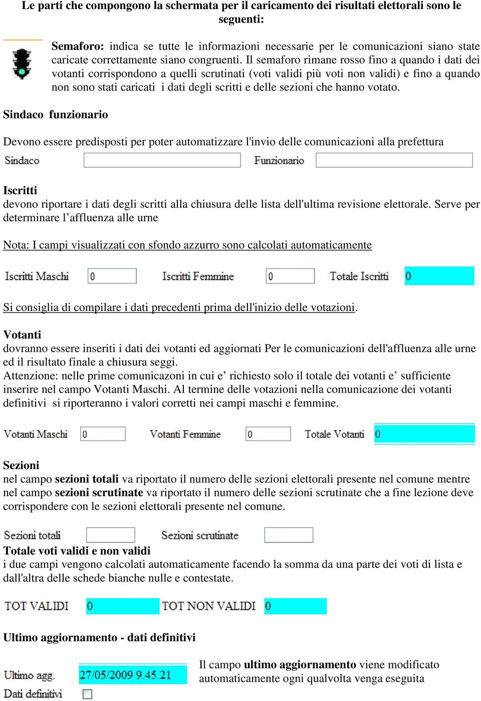 Il semaforo rimane rosso fino a quando i dati dei votanti corrispondono a quelli scrutinati (voti validi più voti non validi) e fino a quando non sono stati caricati i dati degli scritti e delle