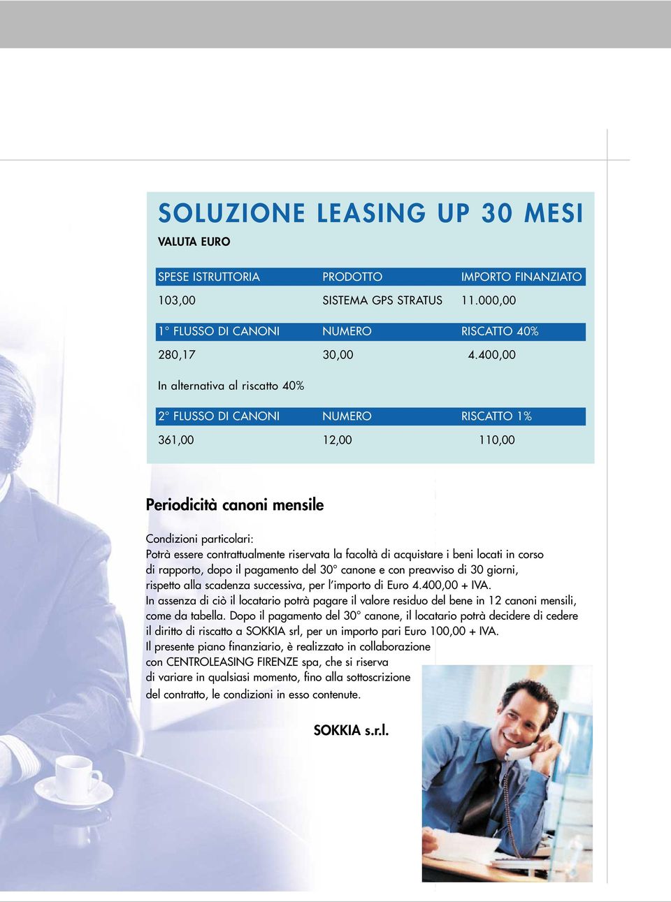 di acquistare i beni locati in corso di rapporto, dopo il pagamento del 30 canone e con preavviso di 30 giorni, rispetto alla scadenza successiva, per l importo di Euro 4.400,00 + IVA.