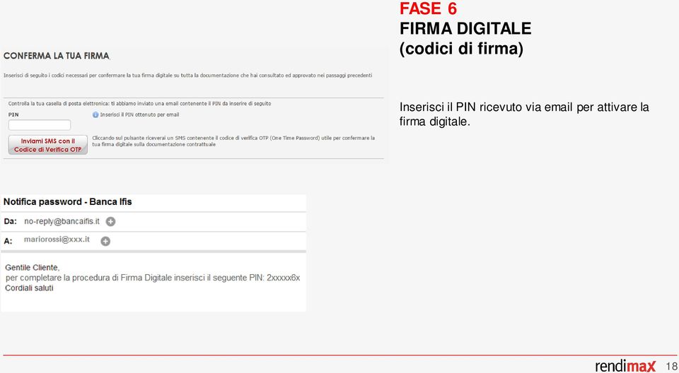 il PIN ricevuto via email