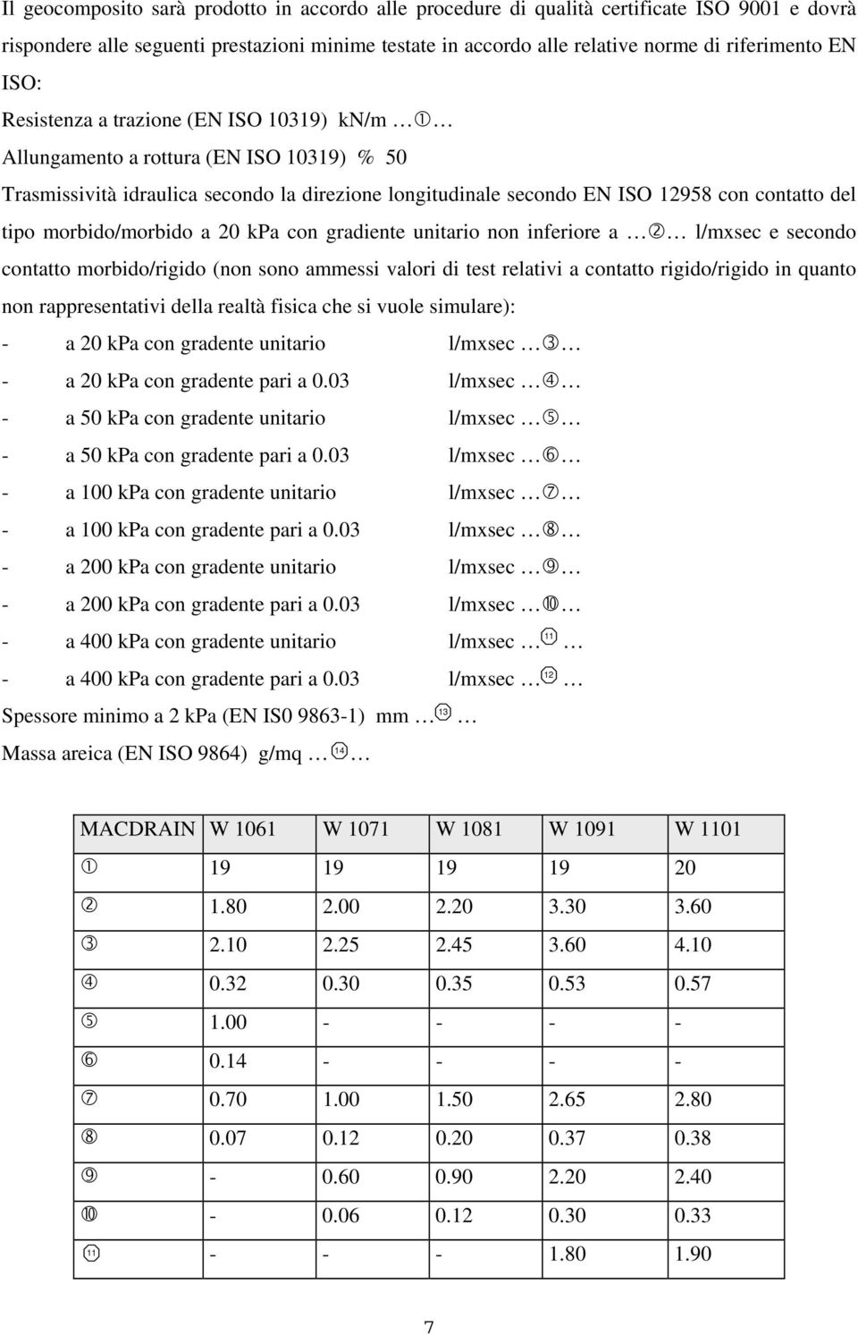 morbido/morbido a 20 kpa con gradiente unitario non inferiore a l/mxsec e secondo contatto morbido/rigido (non sono ammessi valori di test relativi a contatto rigido/rigido in quanto non