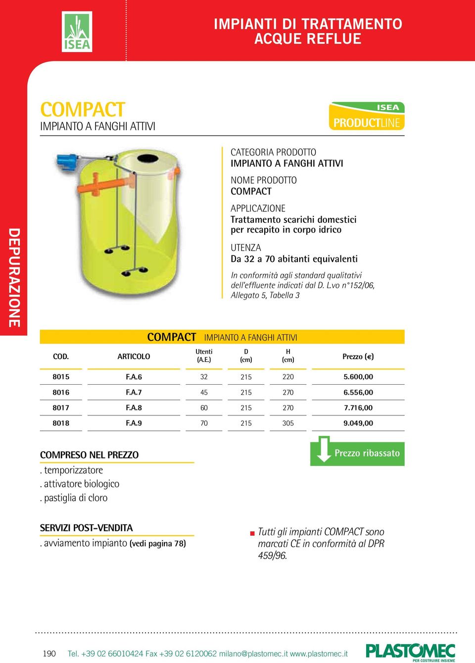 716,00 70 8018 F.A.9 70 215 305 9.049,00 70 COMPRESO NEL PREZZO. temporizzatore. attivatore biologico. pastiglia di cloro 70 70 70 70 70 SERVIZI POST-VENITA.