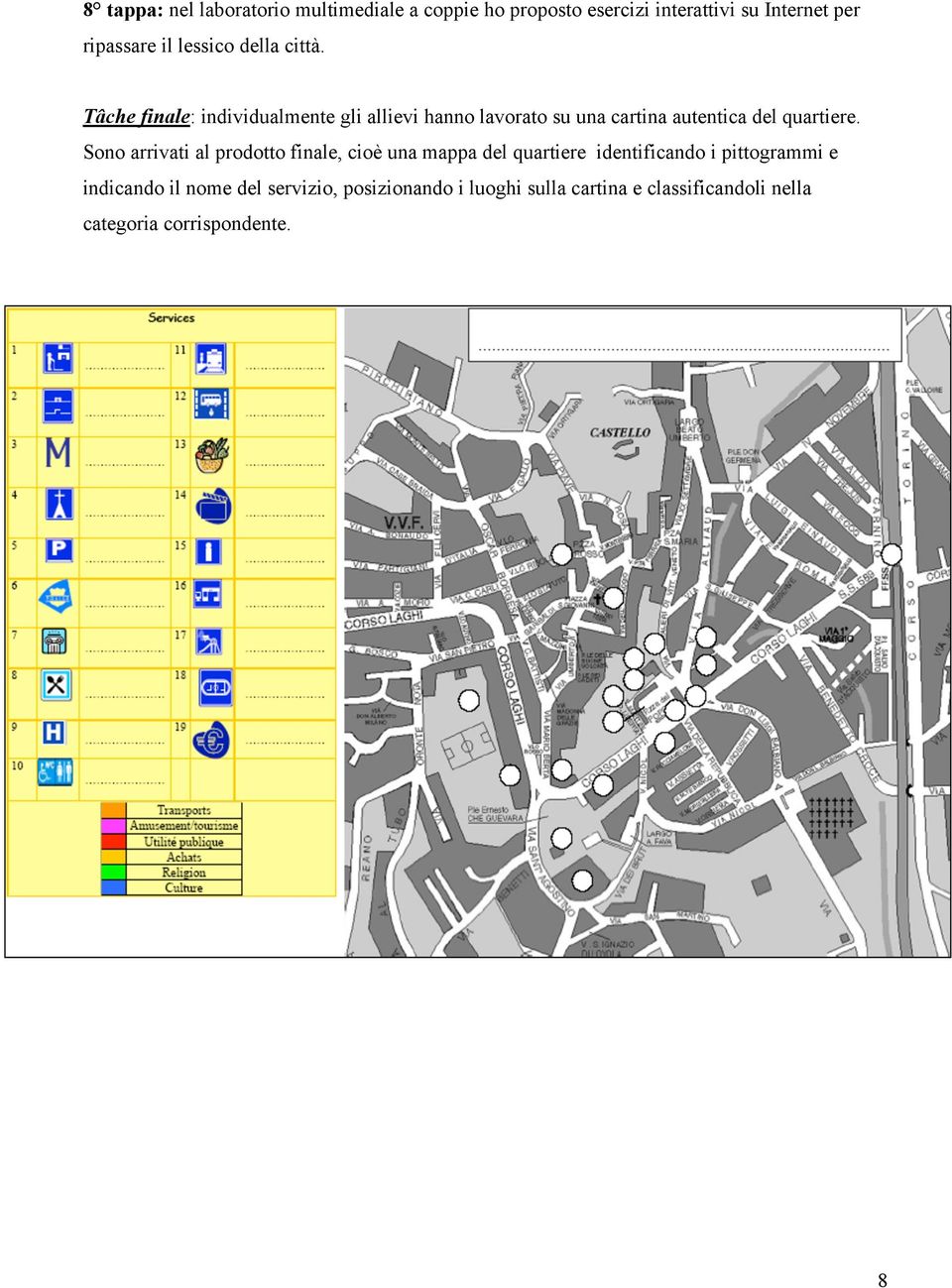 Tâche finale: individualmente gli allievi hanno lavorato su una cartina autentica del quartiere.