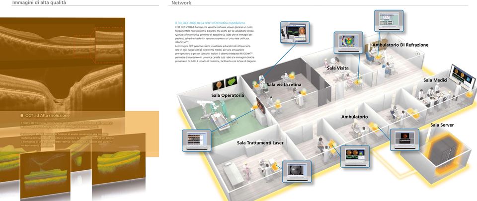 Le immagini OCT possono essere visualizzate ed analizzate attraverso la rete in ogni luogo: per gli incontri tra medici, per una simulazione pre-operatoria o per un consulto.