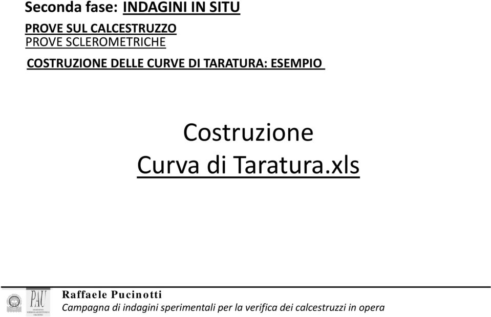 COSTRUZIONE DELLE CURVE DI TARATURA: