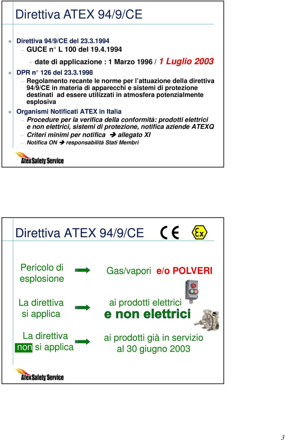 apparecchi e sistemi di protezione destinati ad essere utilizzati in atmosfera potenzialmente esplosiva Organismi Notificati ATEX in Italia Procedure per la verifica della conformità: prodotti