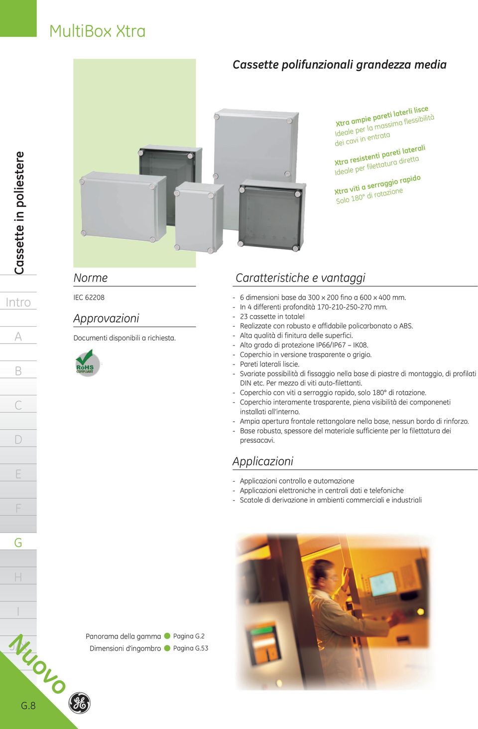 6 dimensioni base da 300 x 00 fino a 600 x 00 mm. n differenti profondità 170105070 mm. 3 cassette in totale! Realizzate con robusto e affidabile policarbonato o S.