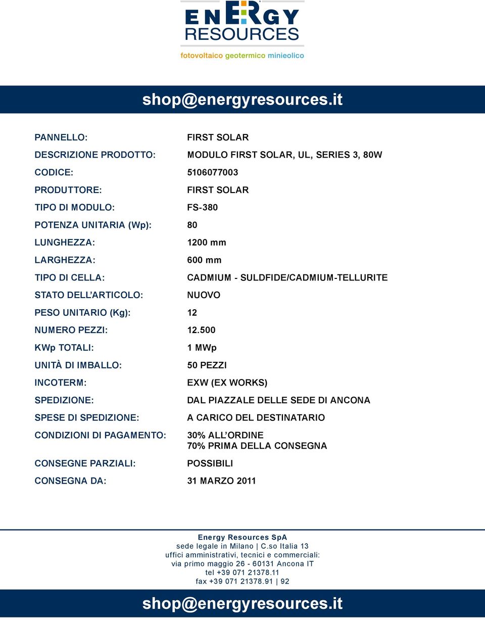 SULDFIDE/CADMIUM-TELLURITE NUOVO PESO UNITARIO (Kg): 12 NUMERO PEZZI: 12.