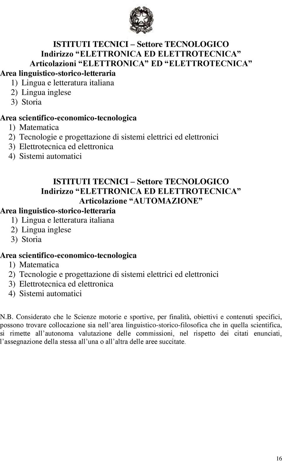 Sistemi automatici ISTITUTI TECNICI Settore TECNOLOGICO Indirizzo ELETTRONICA ED ELETTROTECNICA Articolazione