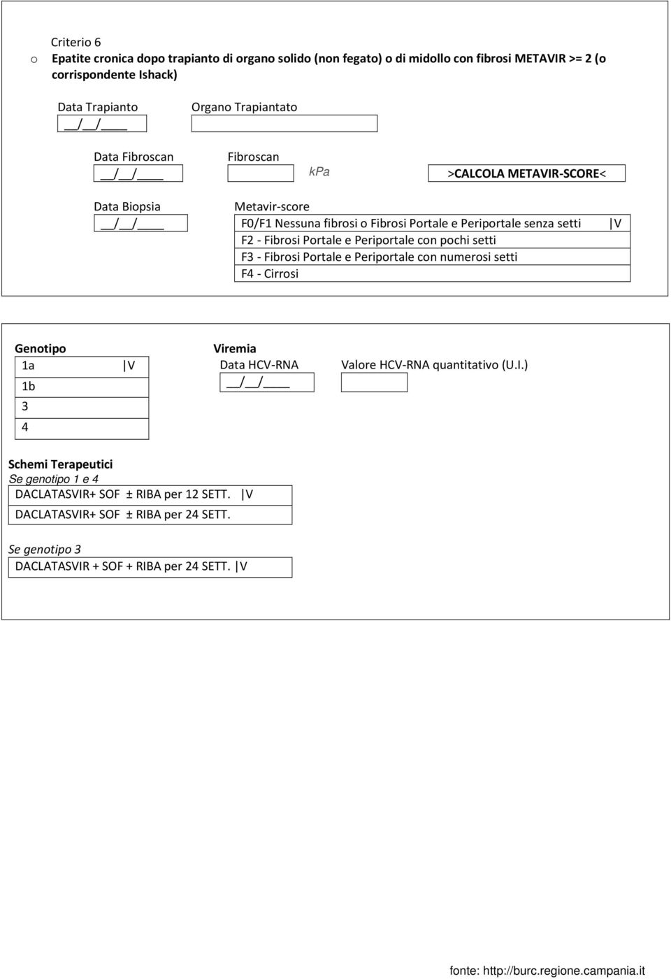 senza setti V F2 - Fibrosi Portale e Periportale con pochi setti F3 - Fibrosi Portale e Periportale con numerosi setti F4 - Cirrosi Genotipo 1a V 1b 3 4