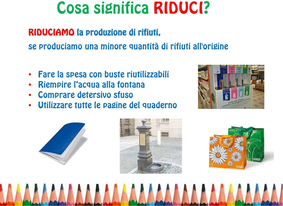 quantità di rifiuti all'origine Fare la spesa con buste