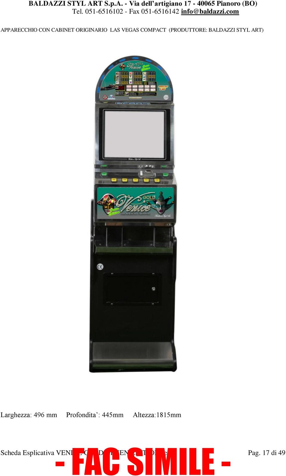 com APPARECCHIO CON CABINET ORIGINARIO LAS VEGAS COMPACT